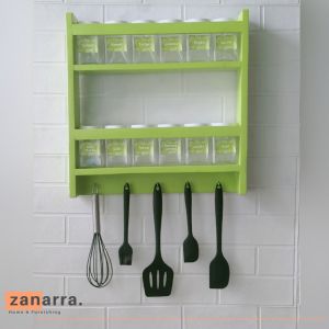 Tempat Bumbu Dan Rak Bumbu Dapur 2 susun tempat spatula  Warna Hijau Pandan Minimalis Free Toples Bumbu dan Stiker anti air Zanarra