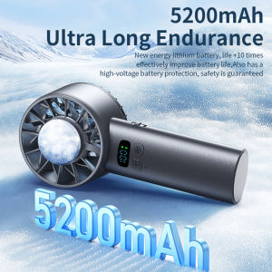 5200 mAh Large capacity handheld fan High speed refrigeration handheld fan 100 speed outdoor mini fan USB charging portable fan