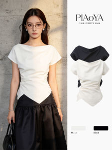 PIAOYA | Off-Shoulder Waist-Cinching Slenderizing Elegant Summer Womens Blouse