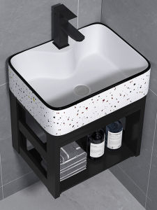 Wall-Mounted Ceramic Wash Basin Cabinet Combination Bathroom Waterproof Simple Installation Hanging Basin Washing Pool