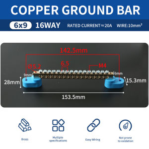 JINH Zero & Earth Busbar 6*9mm 4 to 16 Holes M4/M5 Screw JINH JHT6-0609 Distribution Box Accessory