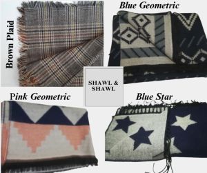 Korean Patchwork Plaid Shawl Geometric Pattern Shawl/Scarf Trendy Warm Wrap