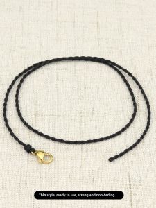 Handmade High-End Necklace with Turquoise Gold Pendant Cord Lock Clavicle Thin Rope Pendant Rope Simple Black Red Rope Necklace