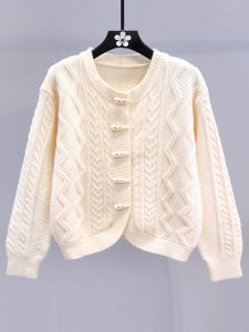 Soft Knitted Twisted Sweater Coat Womens Spring Autumn New Design Buttoned Cardigan Korean Style Straight Cut Regular Thickness