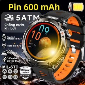 Đồng Hồ Thông Minh Thể Thao Ngoài Trời Nam 2025 Pin Lớn 1000mAh Chống Nước IP68 Bluetooth 5.2 Gọi Điện Theo Dõi Sức Khỏe Tích Hợp Đèn LED