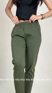 KILY.PH Skinny Pants Highwaist Drawstring Pants with Pockets Basic Bottom 7A0050
