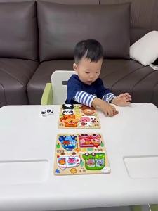 3D Cartoon Animal Shape Puzzle Montessori Wooden Animal Matching Board for Toddlers Educational Toys for Children Birthday Gifts