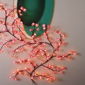 Cherry LED Tree Branch Lights With 72/96LED Lights Peach Blossom Willow Vine Twig Garland Indoor Party for Home Wall Door Window