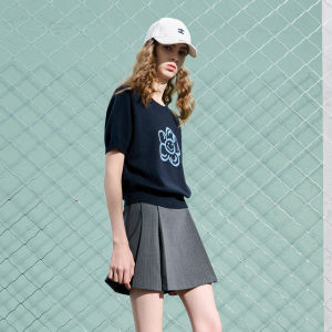 3COLOUR·S | Spring New Smiling Flower Design Round Neck Short Sleeve Knitwear