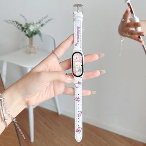 พรีเมี่ยม หนัง สายนาฬิกาอัจฉริยะสําหรับ Xiaomi Mi Band 9/8/7nfc Edition 3/4/5/6 ผู้หญิง รุ่นเซรามิค สไตล์สปอร์ต Creative Smartwatch สายรัด