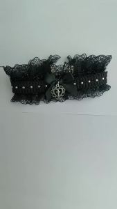 Goth Đen Ren Vòng Cổ Choker Có Nơ & Mặt Dây Chuyền Trái Tim Cho Bé Gái Vintage Y2K Punk Lolita Cosplay Co Giãn Cổ Trang Sức