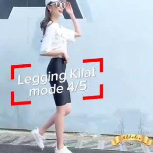 Legging 4/5 Bahan Glitter Lycra Premium Ukuran Standart dan Jumbo Stretch Elastis Cel Pendek Kilat