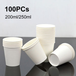 100PCs Disposable Paper Cups 200ml 250ml Juice Drinking Coffee Paper Cup Hotel Restaurant Paper Cup Supplies