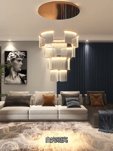 【Free Gift】Long Chandelier LED Modern Aluminum Acrylic Art Paper LED Lamp Pendant Lights. Pendant light For Dinning Room Foyer high-ceiling