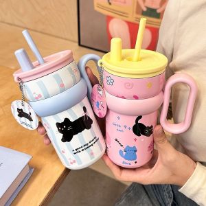 High Capacity Beautiful Water Cup Handle and Straw