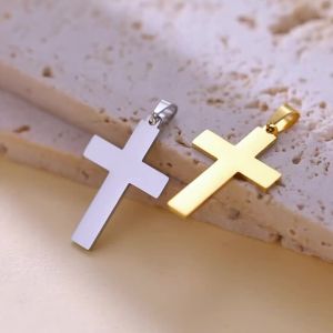 1pc Cross Pendant For Necklaces Gold Color Stainless Steel DIY Charms Jewelry Christian Jesus Accessories Wholesale