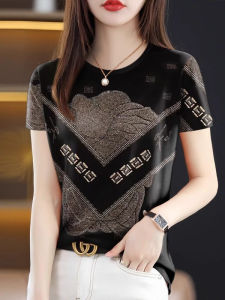 WANGGONGZHU | Fashionable Round Neck Short Sleeve T-Shirt Womens Summer New Design Elegant Personality Korean Style Princess Style Loose Fit