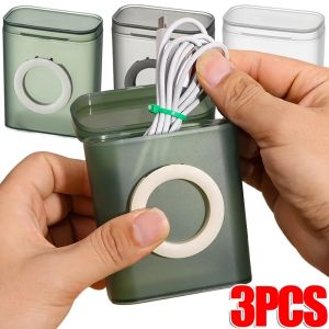 3pcs lưu trữ cáp dữ liệu hộp với đứng trong suốt cầm tay dây cáp container hộp tai nghe Chuột cuộn dây tổ chức cho du lịch văn phòng nhà
