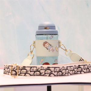 Large Capacity Tritan Straw Cup Portable Diagonal Carry Plastic Water Bottle for Ladies Pregnant Women Special Use Cute Design