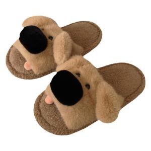 Thin Cute Dog Fall and Winter New Arrival Fluffy Slippers Men and Women Casual Indoor Warm Couple Cotton Slippers Ins