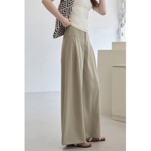 Summer New High-Waist Pleated Slim Straight Casual Trousers