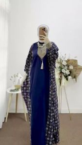 Kaftan Wanita Simple Mewah Elegan Sultan Motif Batik Bahan Rayon Premium Renda Daily Dress Jumbo Busui Terbaru