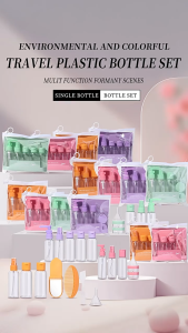 𝗝𝘀 𝗛𝗼𝘁𝗣𝗮𝗱 Travel Bottle Set Portable Bag Pump Refillable Cosmetic Lotion Sanitizer Dispenser