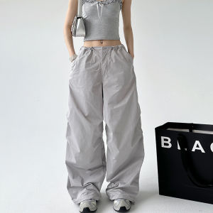 Quần Ống Rộng Cạp Cao Thường Ngày Cho Nữ Quần Dài Công Sở Mùa Thu Quần Dài Cotton Nylon Pha Trộn Thời Trang Đường Phố