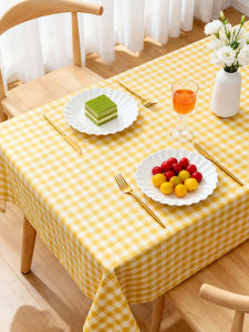 Modern Simple PVC Tablecloth Waterproof Oil-resistant No-wash Rectangular Dining Table Mat Cloth Tea Table Checkered Pattern