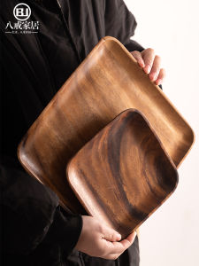 Japanese-Style Acacia Wood Pallet Household Rectangular Solid Wood Disc Dinner Plate Organizer Plate Fruit Dim Sum Breakfast Plate