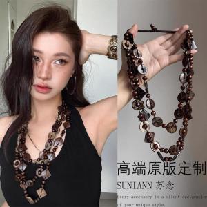 Subculture Sweet Cool Punk Hot Girl Y2K Cold Style Heart Star Pendant Trendy Sweater Niche Necklace Childrens Fashion Jewelry