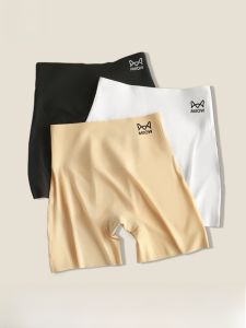 MiiOW | Quần an toàn màu đen trắng cho nữ mùa hè mỏng bằng lụa băng không có mép quần lót không để lộ bụng mỏng thoải mái thoáng khí