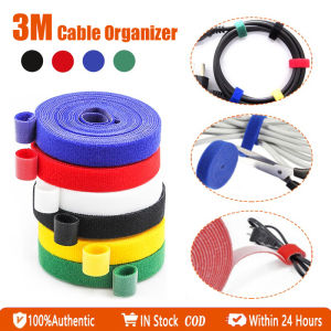 【Ready Stock】3M Cable Organizer Wire Cable Winder Mouse Line Cord Management Clip Straps Velcro Reusable Self-adhesive Cable Manager