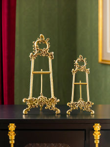 Antique Bronze Photo Frame Plate Stand Luxury Decorative Item Holder Desktop Display Creative Home Decoration Living Room
