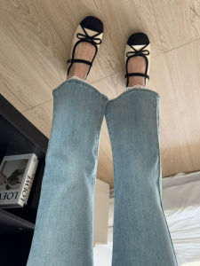 Quần Jeans Denim Ống Loe Lụa Pháp Cho Nữ Quần Ống Loe Mới Mùa Hè 2025 Co Giãn Cao