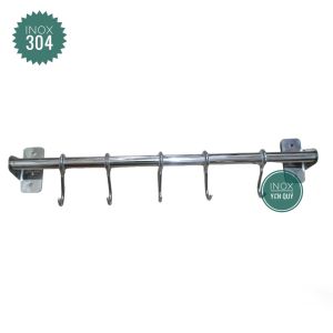 [Inox 304] Móc treo xoong nồi 5/7 móc di chuyển dài 40/50cm có thể dán hoặc khoan tường