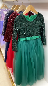 Summer Sequin Carnival Baby Children Dress Princess Gown Bridesmaid Clothing Wedding Party Long Girls Costume Long Dress for 4 5 6 7 8 9 10 11 12 13 14 Years Old