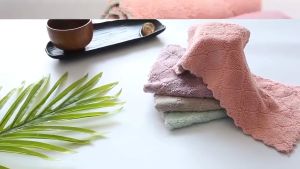 【In Stock】10PCS Kitchen Double-sided Cloth With Thickened Coral Fleece Dishwashing Cloth Absorbent And Non Greasy Cleaning Cloth Kain Pembersih