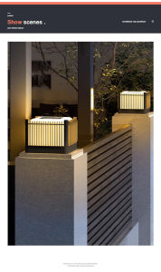 โคมไฟติดผนังเสาพลังงานแสงอาทิตย์ตกแต่งบ้านทรงสี่เหลี่ยมไฟกลางแจ้งกันน้ำ LED พลังงานแสงอาทิตย์แสงสว่างสุดๆสำหรับวิลล่าประตูสวน