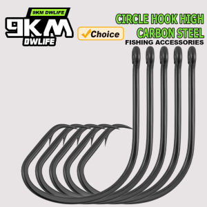 9KM Fishing Hook Inline Circle Hook Barbed Live Bait Hooks High Carbon Steel Wide Gap Hook for Catfish Striped Bass Saltwater