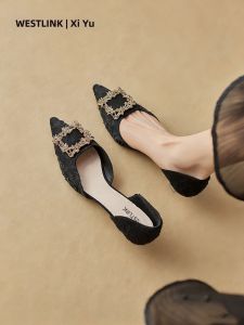 Crystal Square Buckle Pointed High Heels Female Shoes