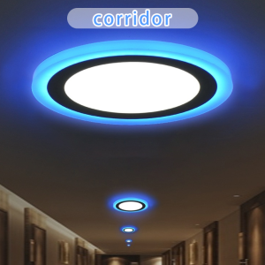 CANMEIJIA LED Ceiling Light Double Color Recessed Panel Lights Blue+White 2 Colors Downlight Ultar Thin 6w/9w Round Square Ceiling Panel Lamp AC185-264V Indoor Home Decoration for Living Room Office Corridor