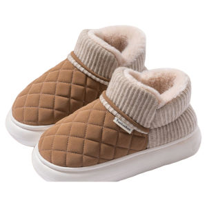 High-Top Cotton Slippers Mens Winter Outdoor Wear Waterproof Home Warm Fleece Booties Anti-slip Comfortable Korean Style Snow Boots