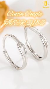 TINO TINO Cincin Couple Premium Q183 Infinity Ring Bahan White Gold Copper Plated Mix Zirconia
