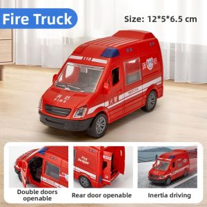 QU RAN | Fire Truck Ambulance Motorcycle Police Car Tank Simulation Model Toy Cars