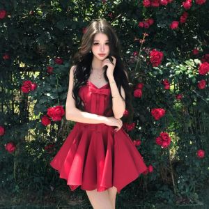 CHANGTONG | Vintage Waist-Cinching Puffy Dress