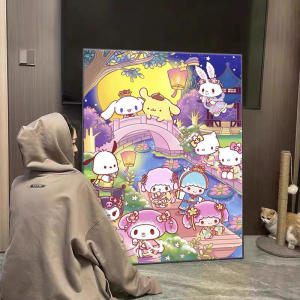 Diamond Painting Sanrio 2025 Mới Full Diamond Cartoon Bé Gái Cross Stitch Phòng Ngủ Phòng Khách Đồ Dùng Thủ Công DIY Đơn Giản