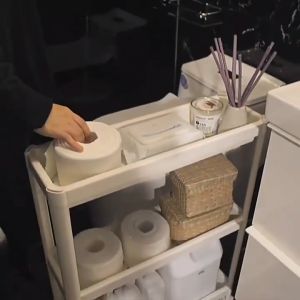 BATHROOM STORAGE TROLLEY SHELF 54X18X71CM TROLI STORAN KITCHEN TROLLEY BATHROOM SHELF STORAGE ORGANIZER