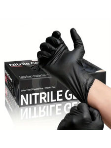 100/50/20PCS Black Nitrile Gloves Disposable Thick Powder Free Cleaning Gloves Textured Kitchen Household Mechanic Tattoo Gloves