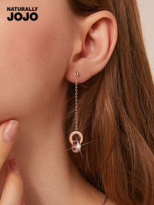 Rose Gold Double Ring Earrings Long Womens Fashion Jewelry Ear Decorations Drop Earrings Titanium Steel European Style